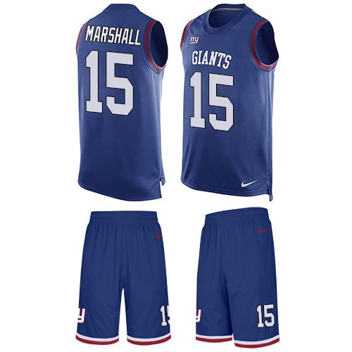 Nike Giants #15 Brandon Marshall Royal Blue Team Color Men's Stitched NFL Limited Tank Top Suit Jersey